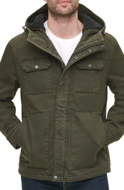 Levi's Corduroy Hooded Military Jacket In Olive | ModeSens