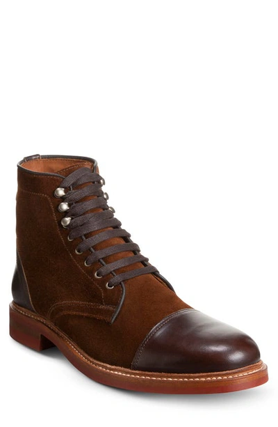 Shop Allen Edmonds Landon Lace-up Cap Toe Boot In Snuff Suede Brown Leather