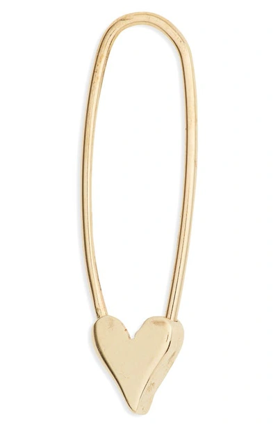 Shop Loren Stewart Heart Safety Pin Earrings In 14k Gold