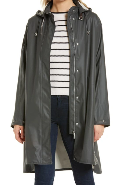 Shop Ilse Jacobsen Hooded Raincoat In Dark Shadow