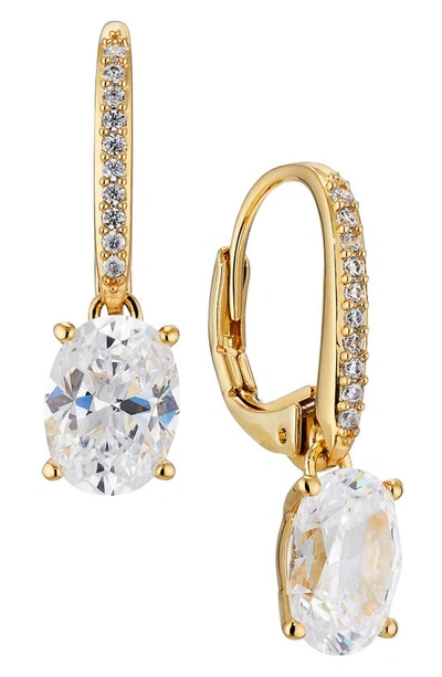 Shop Nadri Modern Luv Oval Cubic Zirconia Drop Earrings In Gold