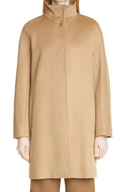 Shop Max Mara Colle Mélange Wool Coat In 006 Cammello