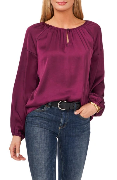 Shop Vince Camuto Hammered Satin Blouse In Wine