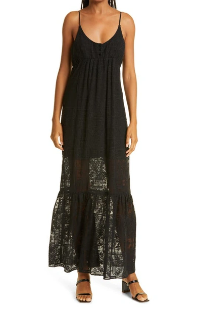 Shop Nicole Miller Silk Lace Maxi Dress In Black