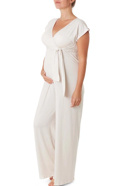 Shop Cache Coeur Origin Maternity/nursing Jumpsuit In Oats