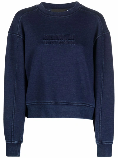 Shop Alberta Ferretti Athleisure Logo-embossed Sweatshirt In Blue