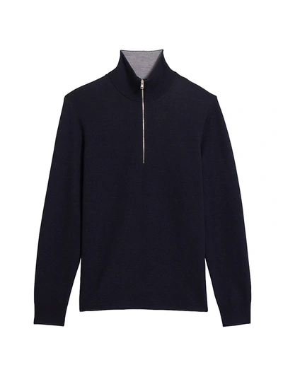 Shop Theory Arnaud Merino Wool Quarter-zip Sweater In Baltic Cool Heather Grey