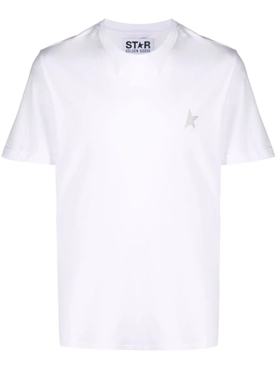 Shop Golden Goose Glitter Logo-print Short-sleeve T-shirt In White