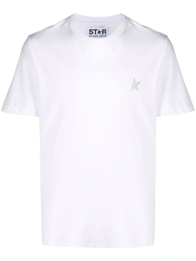 Golden Goose Star Collection T-shirt With Gold Star On The Front In White