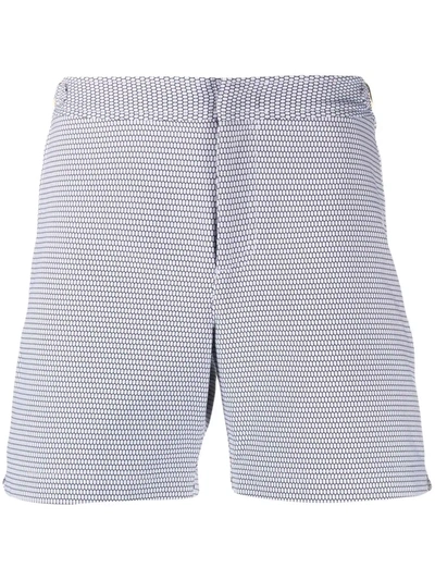 Shop Orlebar Brown Jacquard Pattern Swim Shorts In Blue