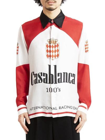 Shop Casablanca Grand Prix The Art Of Racing Silk Twill Shirt In Red