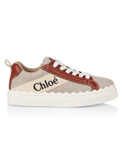 Shop Chloé Lauren Canvas Sneakers In White Brown