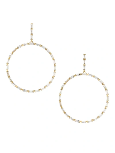 Shop Adriana Orsini Women's Complement 18k Goldplated Baguette-cut Cubic Zirconia Frontal Hoop Earrings