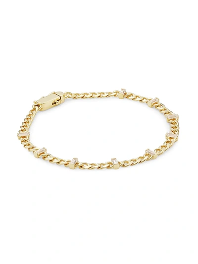 Shop Adriana Orsini Women's Complement 18k Goldplated Baguette-cut Cubic Zirconia Curb Chain Bracelet