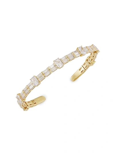 Shop Adriana Orsini Women's Complement 18k Goldplated Baguette & Emerald-cut Cubic Zirconia Cuff Bracelet