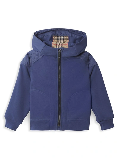 Shop Burberry Little Boy's & Boy's Timothie Hooded Coat In Pebble Blue