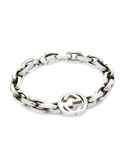 Shop Gucci Sterling Silver Interlocking G Chain Bracelet