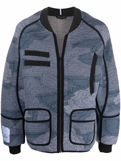 Shop Mcq By Alexander Mcqueen Jacquard-knit Bomber Jacket In Blue
