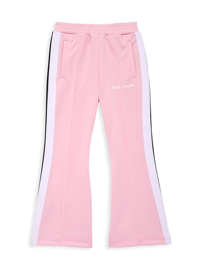 Shop Palm Angels Little Girl's & Girl's Flare Track Pants In White Pink