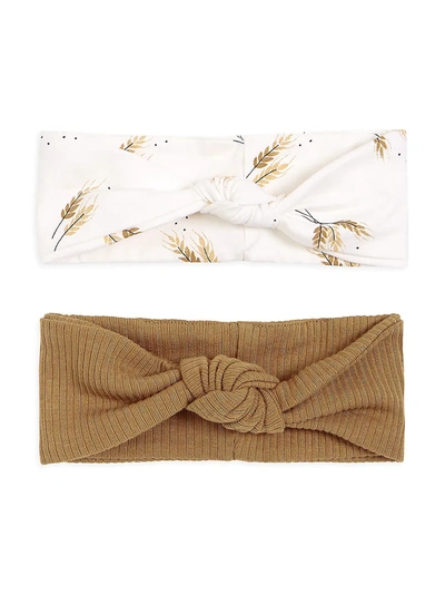 Shop Firsts By Petit Lem Baby Girl's 2-piece Headband Set In Off White