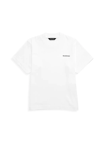 Shop Balenciaga Little Kid's & Kid's Logo T-shirt In White Black