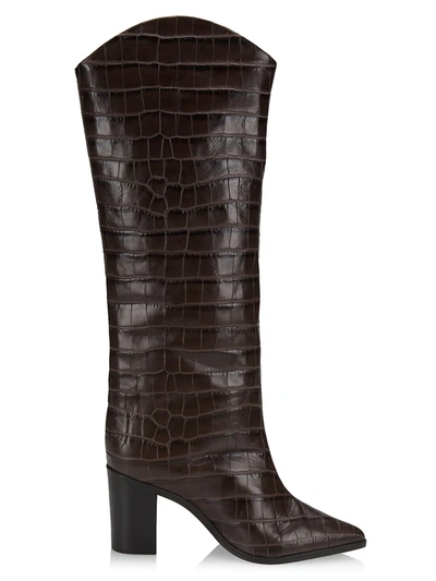 Shop Schutz Women's Analeah Leather High-heel Boots In Dark Chocolate