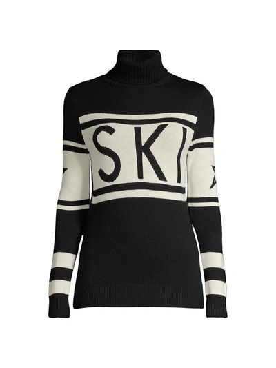 Shop Perfect Moment Women's Wool Turtleneck Ski Sweater In Black