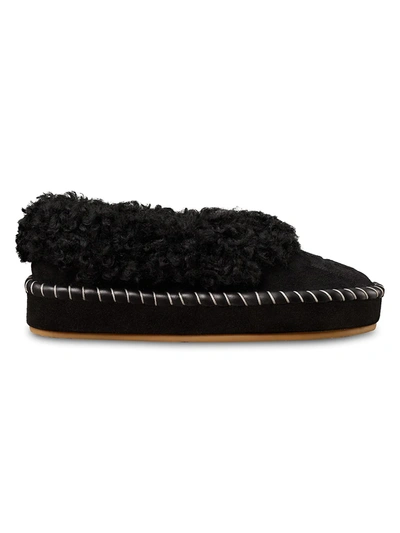 Shop Tory Burch Women's Shearling Slippers In Perfect Black