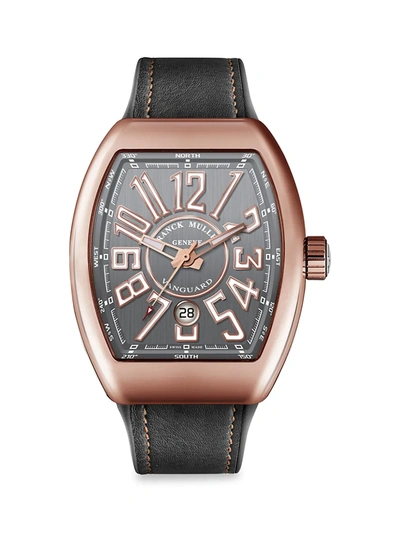 Shop Franck Muller Vanguard 18k Rose Gold & Leather Strap Watch