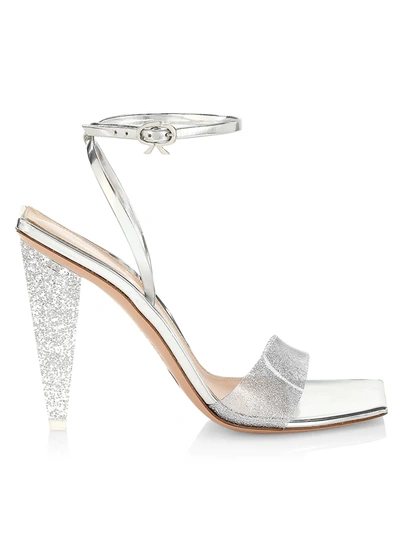 Shop Gianvito Rossi Glitter Stiletto Sandals In Silver Silver