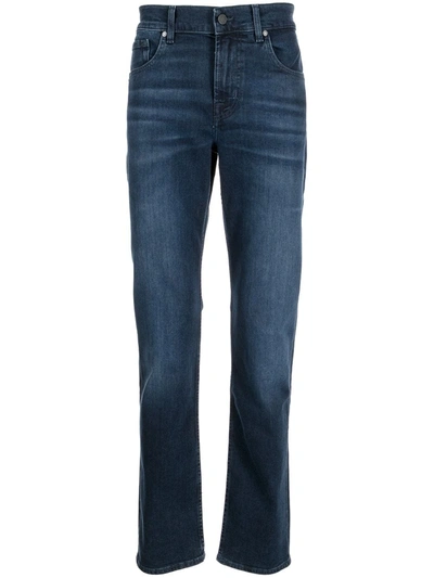 Shop 7 For All Mankind Straight-leg Cotton Jeans In Blue