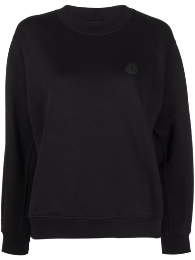 Shop Moncler Logo Crew-neck Sweatshirt In Black