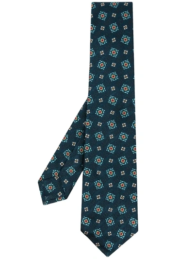 Shop Kiton Geometric-pattern Silk Tie In Blue