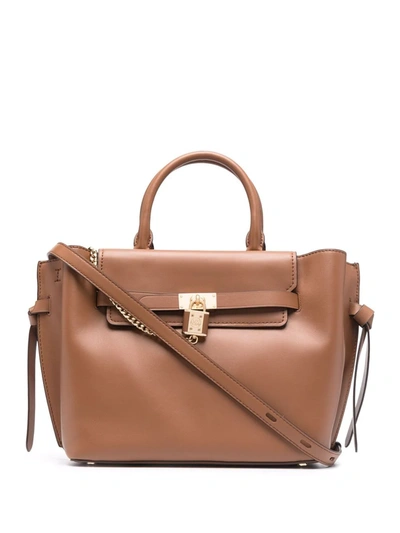 Shop Michael Kors Padlock-detail Tote Bag In Brown