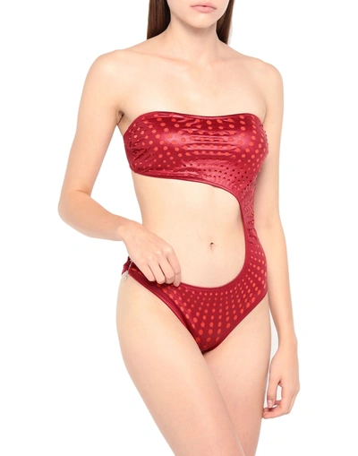 Shop Agogoa Woman Bikini Burgundy Size 36 M Polyamide, Elastane In Red