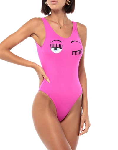 Shop Chiara Ferragni Woman One-piece Swimsuit Fuchsia Size Xs Polyamide, Elastane In Pink