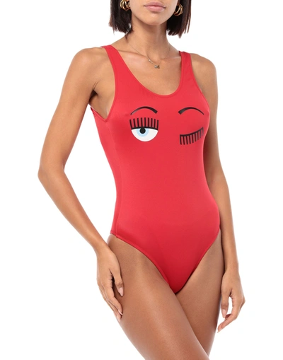 Shop Chiara Ferragni Woman One-piece Swimsuit Red Size Xs Polyamide, Elastane