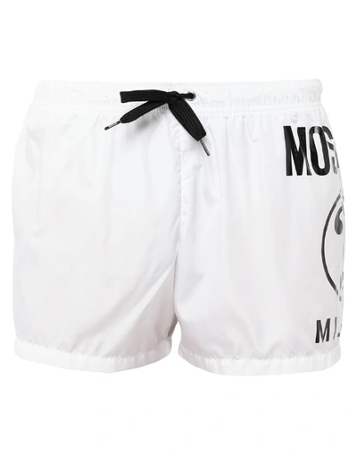 Shop Moschino Man Swim Trunks White Size Xs Polyester
