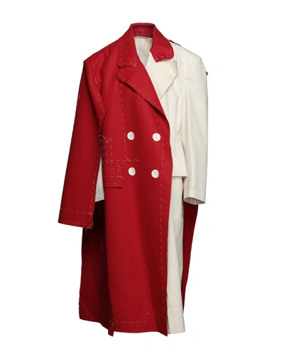 Shop Maison Margiela Woman Coat Red Size 4 Wool, Cotton
