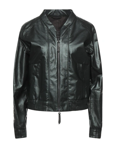 Shop Premiata Woman Jacket Dark Green Size 6 Soft Leather