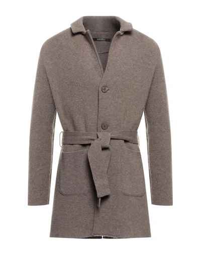 Shop Albarena Overcoats In Dove Grey