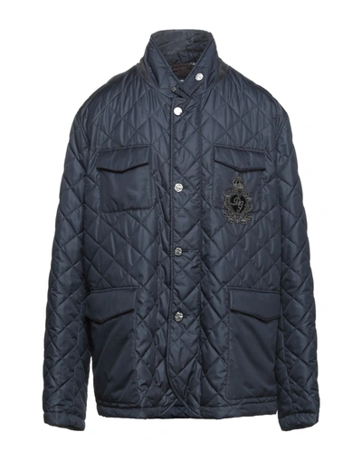 Shop Dolce & Gabbana Man Jacket Midnight Blue Size 40 Polyester, Brass, Viscose, Cotton, Silk