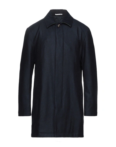 Shop Pal Zileri Man Coat Midnight Blue Size 46 Wool