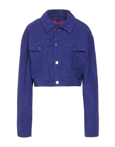 Shop Ireneisgood Woman Jacket Dark Purple Size M Cotton
