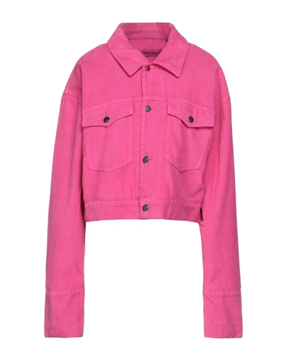 Shop Ireneisgood Woman Jacket Fuchsia Size L Cotton In Pink