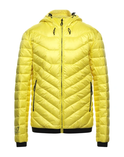 Shop Ea7 Man Down Jacket Yellow Size S Polyamide
