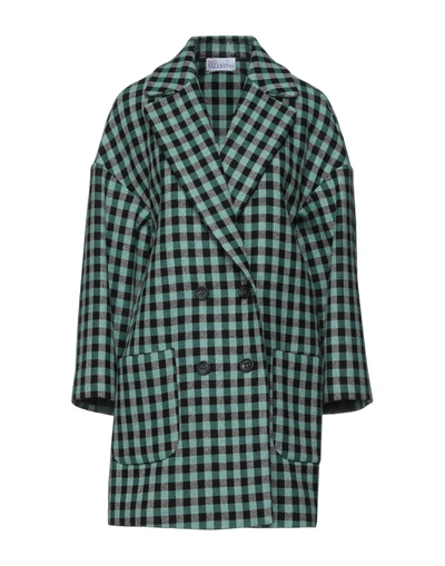 Shop Red Valentino Coats In Emerald Green