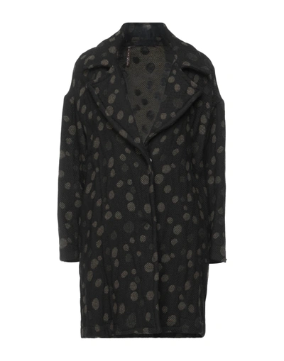 Shop Manila Grace Woman Overcoat & Trench Coat Dark Green Size 10 Acrylic, Wool, Polyester, Elastane