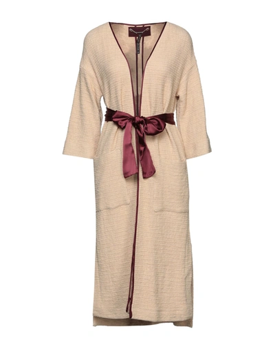 Shop Manila Grace Woman Overcoat & Trench Coat Beige Size 8 Polyester, Cotton, Elastane, Acetate