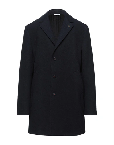 Shop Manuel Ritz Man Coat Midnight Blue Size 46 Polyester, Viscose, Elastane